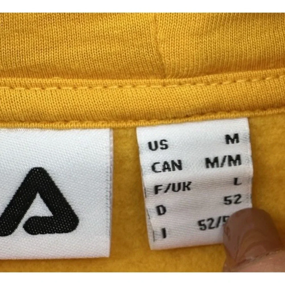 FILA Yellow Sweatshirt‎ Hoodie Kangaroo Pocket Logo Pullover Athletic Medium